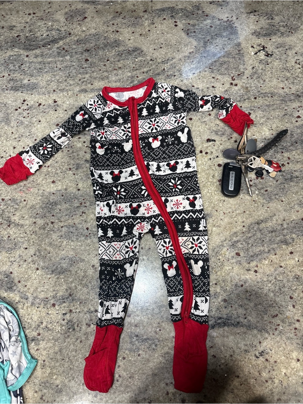 Little Sleepies Black, White & Red Holiday Footed One-Piece